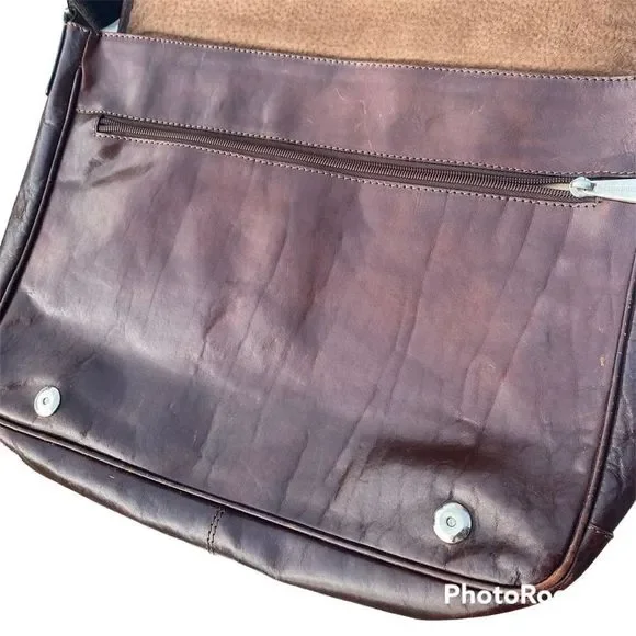 Chiarugi Vintage Messenger Bag Brown Leather Crossbody Made In Italy